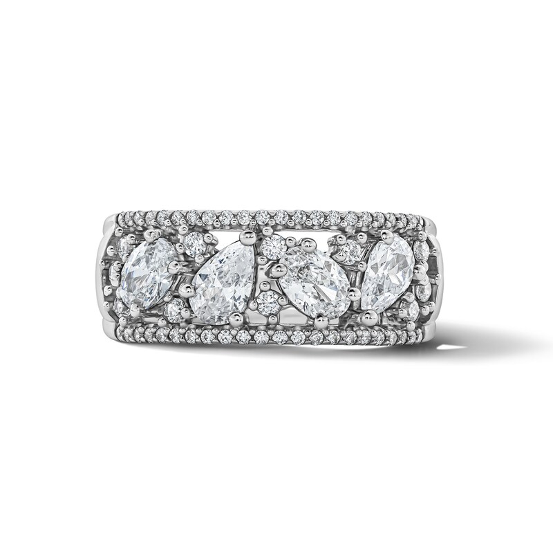 1.50 CT. T.W. Oval and Pear-Shaped Certified Lab-Grown Diamond Fashion Ring Sterling Silver (F/SI2)