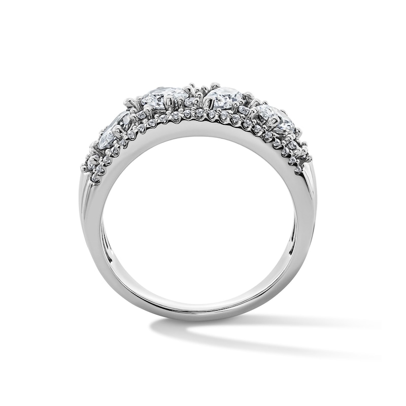 1.50 CT. T.W. Oval and Pear-Shaped Certified Lab-Grown Diamond Fashion Ring Sterling Silver (F/SI2)