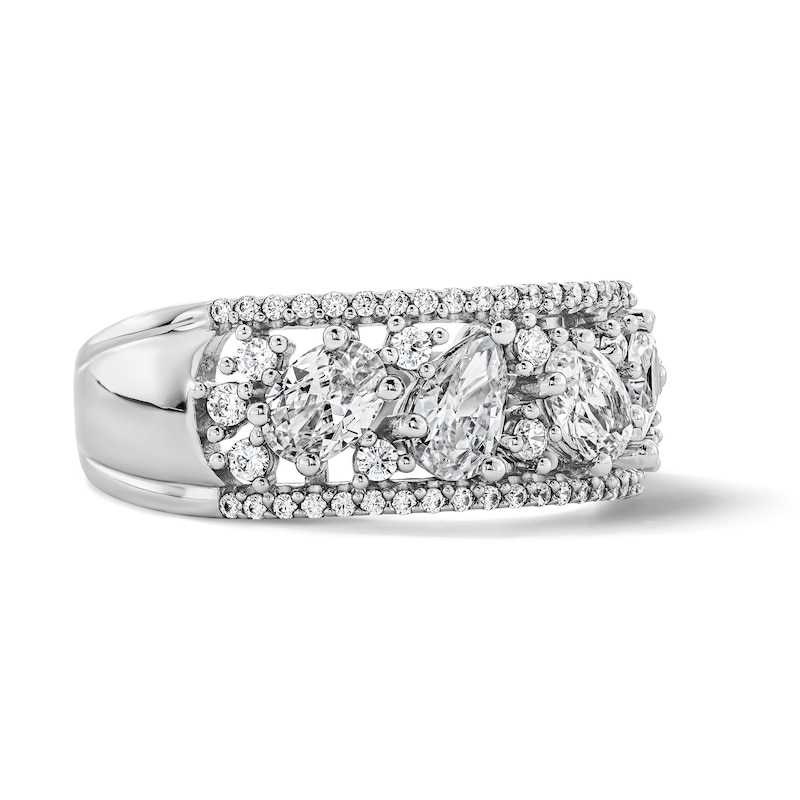 1.50 CT. T.W. Oval and Pear-Shaped Certified Lab-Grown Diamond Fashion Ring Sterling Silver (F/SI2)