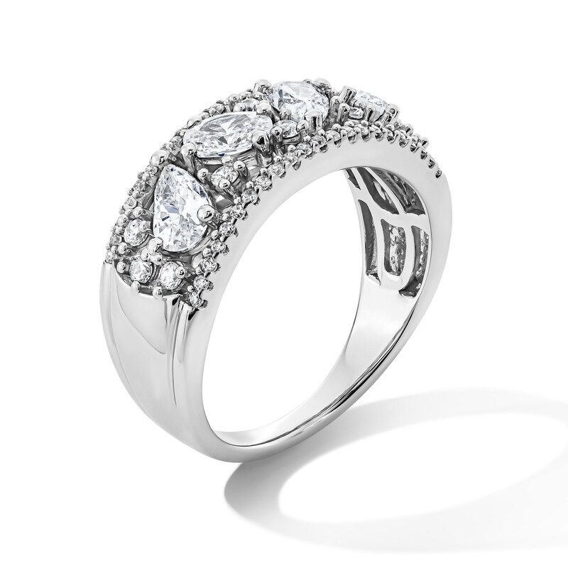 1.50 CT. T.W. Oval and Pear-Shaped Certified Lab-Grown Diamond Fashion Ring Sterling Silver (F/SI2)