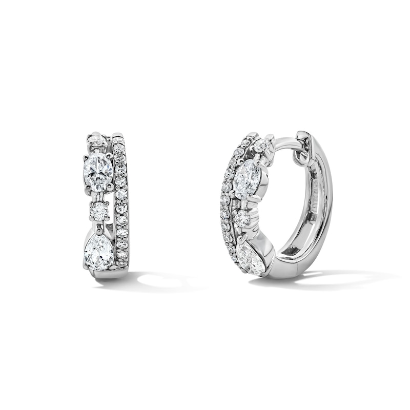 0.50 CT. T.W. Oval and Pear-Shaped Certified Lab-Grown Diamond Double-Row Hoop Earrings in Sterling Silver (F/VS2)