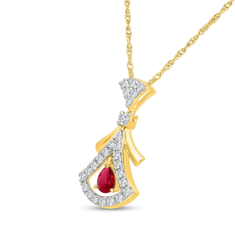 Pear-Shaped Certified Ruby and 0.18 CT. T.W. Lab-Grown Diamond Pendant in 18K Gold (F/VS2)