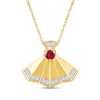 Thumbnail Image 1 of Certified Ruby and 0.08 CT. T.W. Lab-Grown Diamond Fan Pendant in 18K Gold (F/VS2)