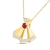 Thumbnail Image 2 of Certified Ruby and 0.08 CT. T.W. Lab-Grown Diamond Fan Pendant in 18K Gold (F/VS2)