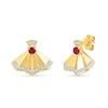 Thumbnail Image 2 of Certified Ruby and 0.18 CT. T.W. Lab-Grown Diamond Fan Earrings in 18K Gold (F/VS2)