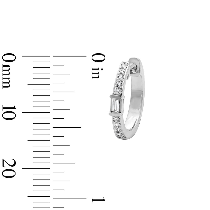 0.15 CT. T.W. Baguette and Round Certified Lab-Grown Diamond Pavé Hoop Earrings in Sterling Silver (F/VS2)