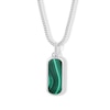 Thumbnail Image 1 of Malachite and Lab-Grown Diamond Accent Tag Necklace in Sterling Silver (F/VS2) - 22"
