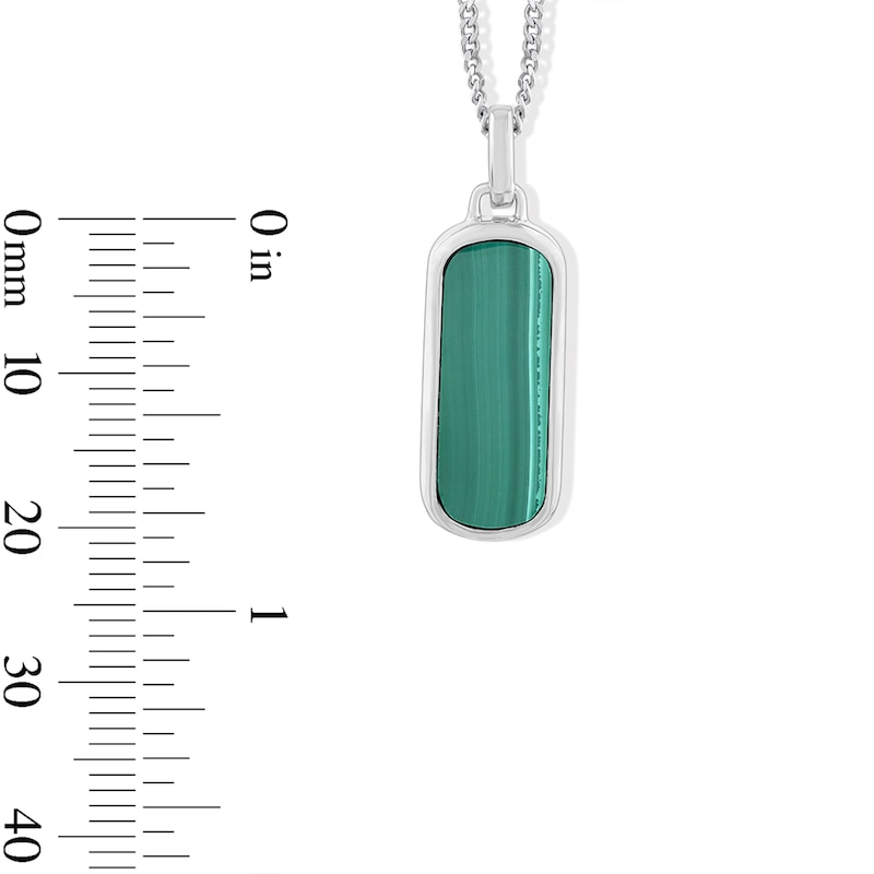 Main Image 2 of Malachite and Lab-Grown Diamond Accent Tag Necklace in Sterling Silver (F/VS2) - 22"