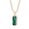 Thumbnail Image 1 of Malachite and Lab-Grown Diamond Accent Tag Necklace in Sterling Silver with 14K Gold Plate (F/VS2) - 22"