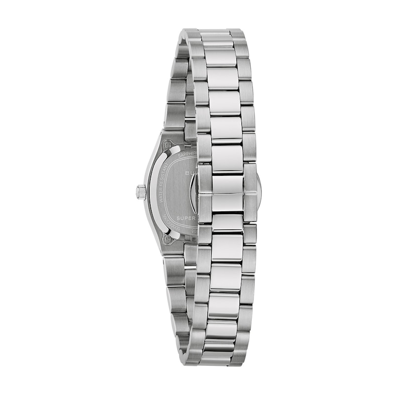 Bulova Ladies Super Seville Mini Quartz Watch 25mm Silver-Tone Stainless Steel Case and Bracelet with Red Dial (96L354)