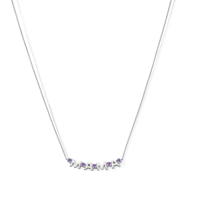 Amethyst "MAMA" Necklace in Sterling Silver - 17"