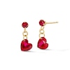 Thumbnail Image 1 of Heart-Shaped Lab-Created Ruby Chain Drop Earrings in 10K Gold