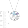 Thumbnail Image 3 of Swiss Blue Topaz, Amethyst and White Lab-Created Sapphire "Mom" Butterfly Circle Necklace in Sterling Silver - 18"