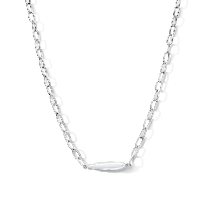 Baroque Cultured Pearl Necklace in Sterling Silver - 18"