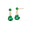 Thumbnail Image 1 of Heart-Shaped Lab-Created Emerald Chain Drop Earrings in 10K Gold