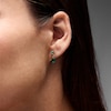 Thumbnail Image 2 of Heart-Shaped Lab-Created Emerald Chain Drop Earrings in 10K Gold