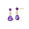 Thumbnail Image 1 of Heart-Shaped Amethyst Chain Drop Earrings in 10K Gold