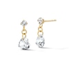Thumbnail Image 1 of Heart-Shaped White Lab-Created Sapphire Chain Drop Earrings in 10K Gold