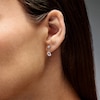 Thumbnail Image 2 of Heart-Shaped White Lab-Created Sapphire Chain Drop Earrings in 10K Gold