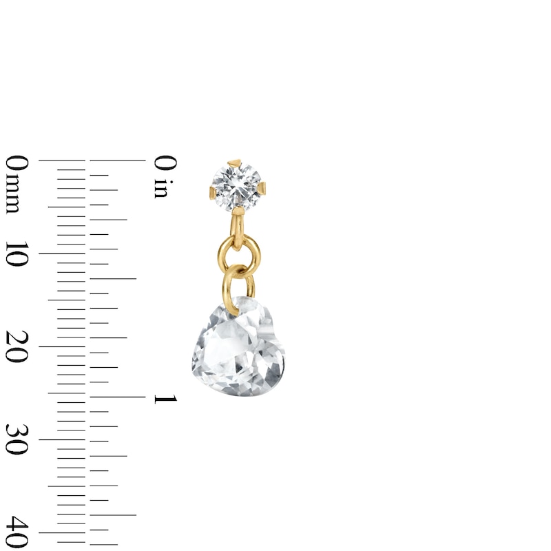 Heart-Shaped Lab-Created Sapphire Chain Drop Earrings in 10K Gold