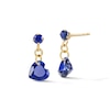 Thumbnail Image 1 of Heart-Shaped Blue Lab-Created Sapphire Chain Drop Earrings in 10K Gold