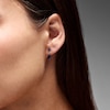 Thumbnail Image 2 of Heart-Shaped Blue Lab-Created Sapphire Chain Drop Earrings in 10K Gold
