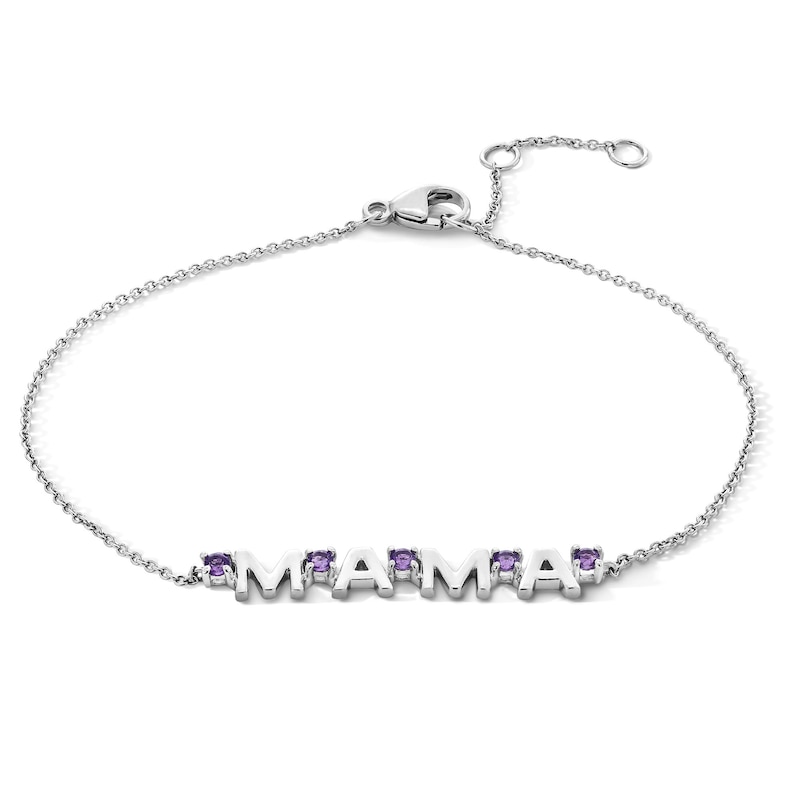 Amethyst "MAMA" Bracelet in Sterling Silver - 7.5"