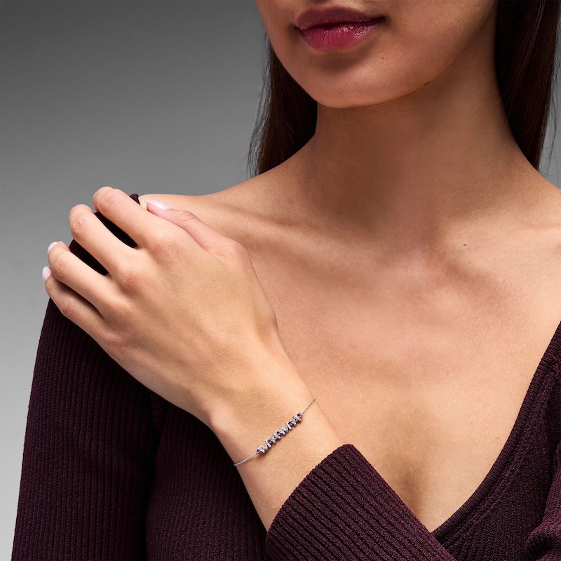 Amethyst "MAMA" Bracelet in Sterling Silver - 7.5"