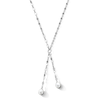 Thumbnail Image 1 of Cultured Pearl Lariat Mirror Chain Necklace in Sterling Silver - 18"