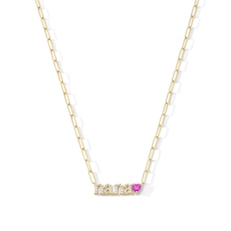Heart-Shaped Pink and White Lab-Created Sapphire "Nana" Necklace in Sterling Silver with 14K Gold Plate - 18"