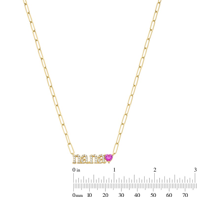 Heart-Shaped Pink and White Lab-Created Sapphire "Nana" Necklace in Sterling Silver with 14K Gold Plate - 18"
