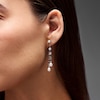 Thumbnail Image 2 of Cultured Pearl Mirror Chain Drop Earrings in Sterling Silver