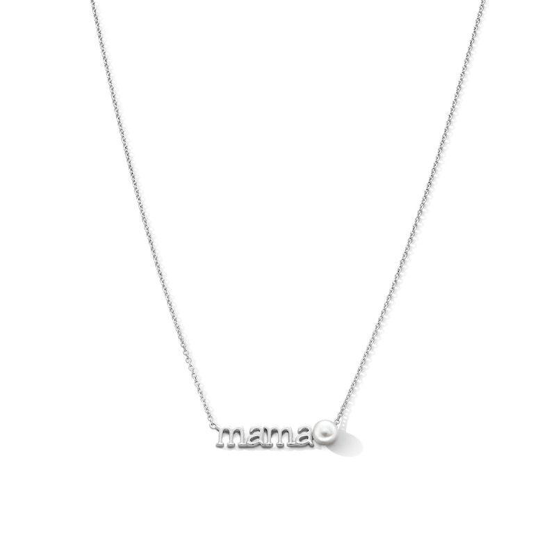 Cultured Pearl "Mama" Necklace in Sterling Silver - 18"