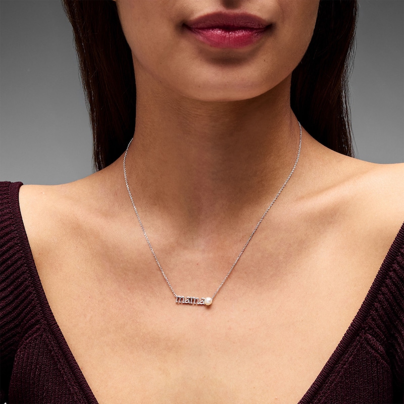 Cultured Pearl "Mama" Necklace in Sterling Silver - 18"