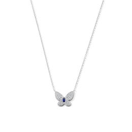 Marquise-Cut Blue Lab-Created Sapphire & White Lab-Created Sapphire Butterfly Necklace in Sterling Silver - 18"