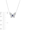 Thumbnail Image 3 of Marquise-Cut Blue Lab-Created Sapphire & White Lab-Created Sapphire Butterfly Necklace in Sterling Silver - 18"