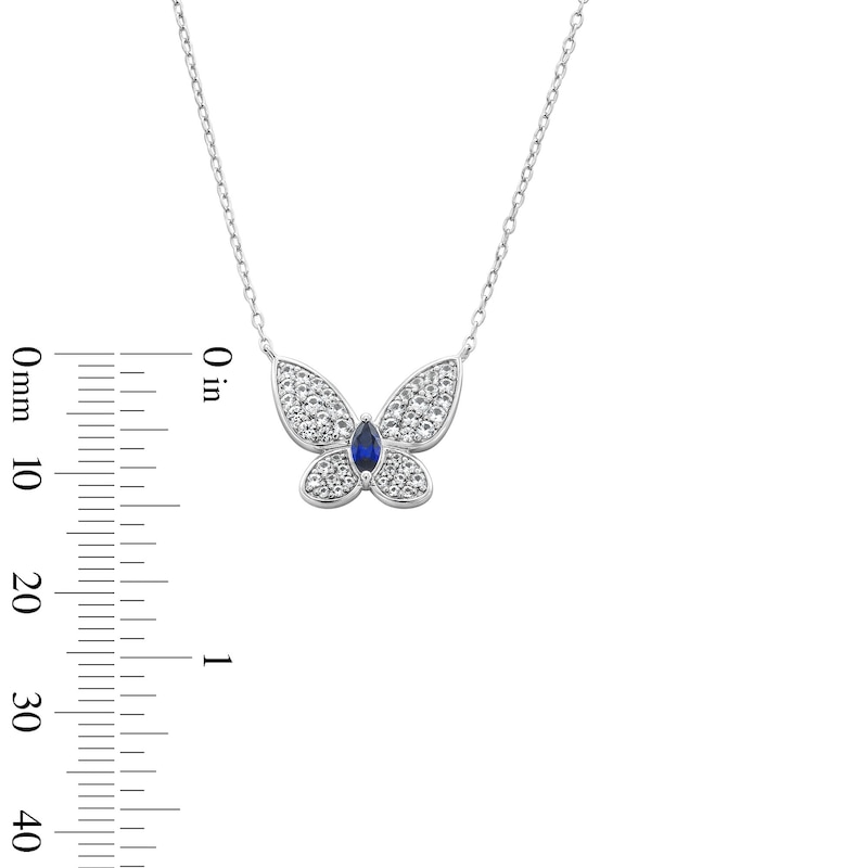 Marquise-Cut Blue Lab-Created Sapphire & White Lab-Created Sapphire Butterfly Necklace in Sterling Silver - 18"