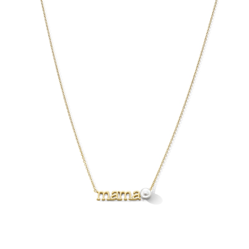 Cultured Pearl "Mama" Necklace in Sterling Silver with 14K Gold Plate - 18"