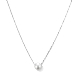 7.5mm Button Freshwater Cultured Pearl Necklace in Sterling Silver - 20"