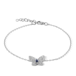 Marquise-Cut Blue Lab-Created Sapphire & White Lab-Created Sapphire Butterfly Bracelet in Sterling Silver - 7.5"
