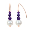 Thumbnail Image 1 of Amethyst and Cultured Pearl Drop Earrings in 10K Rose Gold