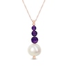Thumbnail Image 1 of Amethyst and Cultured Pearl Drop Necklace in 10K Rose Gold - 17"