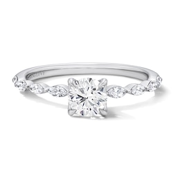 Vera Wang Love Collection 0.69 CT. T.W. Diamond and Blue Sapphire Engagement Ring in 14K White Gold (I/SI2)
