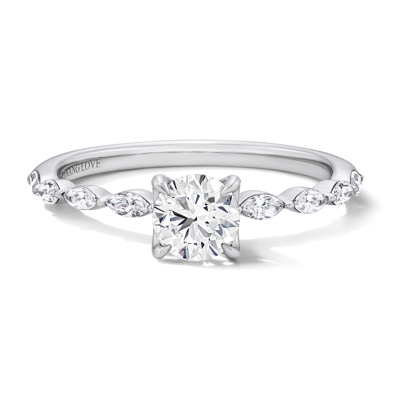Vera Wang Love Collection 0.69 CT. T.W. Diamond and Blue Sapphire Engagement Ring 14K White Gold (I/SI2)