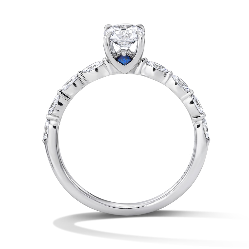 Vera Wang Love Collection 0.69 CT. T.W. Diamond and Blue Sapphire Engagement Ring 14K White Gold (I/SI2)