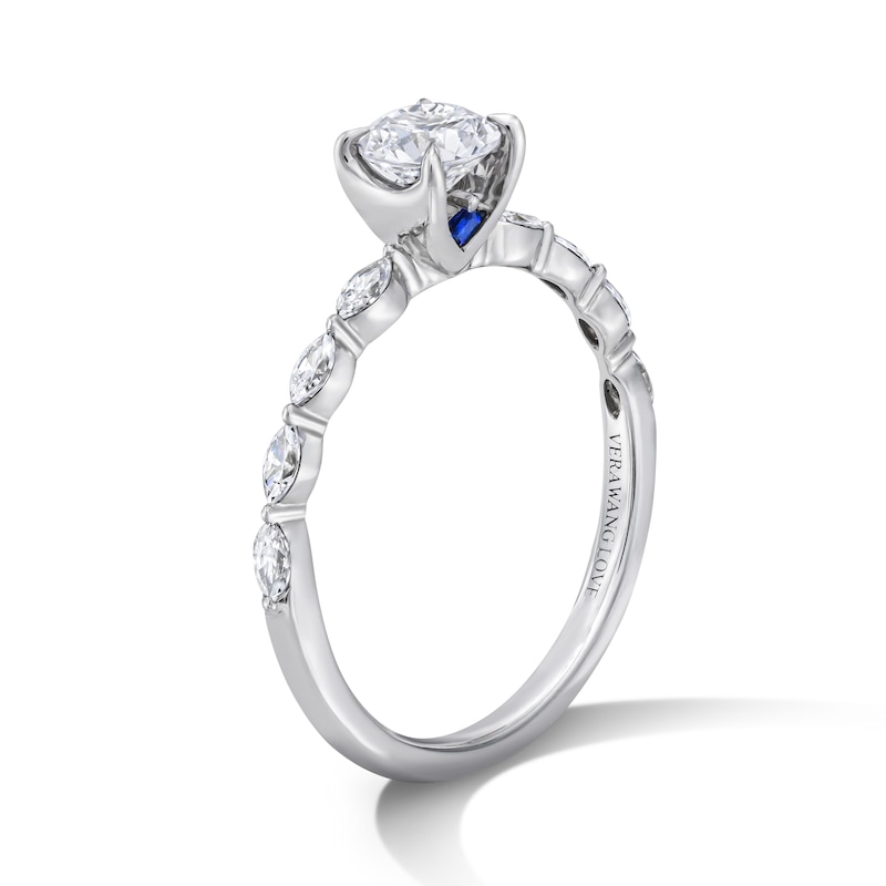 Vera Wang Love Collection 0.69 CT. T.W. Diamond and Blue Sapphire Engagement Ring 14K White Gold (I/SI2)