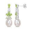 Thumbnail Image 1 of Baroque Cultured Pearl, Peridot, Green Quartz and White Topaz Floral Drop Earrings in Sterling Silver