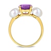 Thumbnail Image 4 of Amethyst and Button Cultured Pearl Three-Stone Ring in 10K Gold