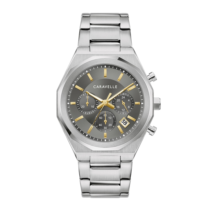 Men's Caravelle by Bulova Dress Chronograph Stainless Steel Watch with Gray Dial (Model: 43A158)