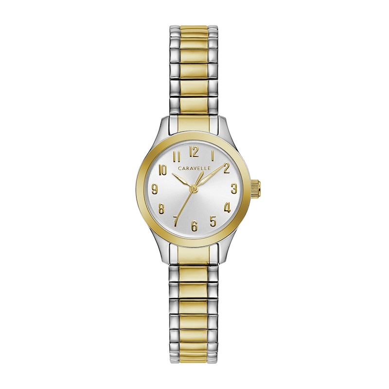 Ladies' Caravelle by Bulova Traditional Quartz Two-Tone IP Stainless Steel Watch with Silver-White Dial (Model: 45L177)